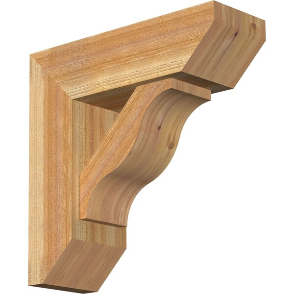 Ekena Millwork Funston Slat Rough Sawn Bracket w/ Offset Brace, Western Red Cedar, 8"W x 24"D x 24"H BKT0806X24X24FST06RWR - main